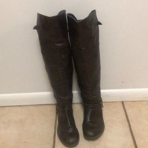 Over the knee brown boots